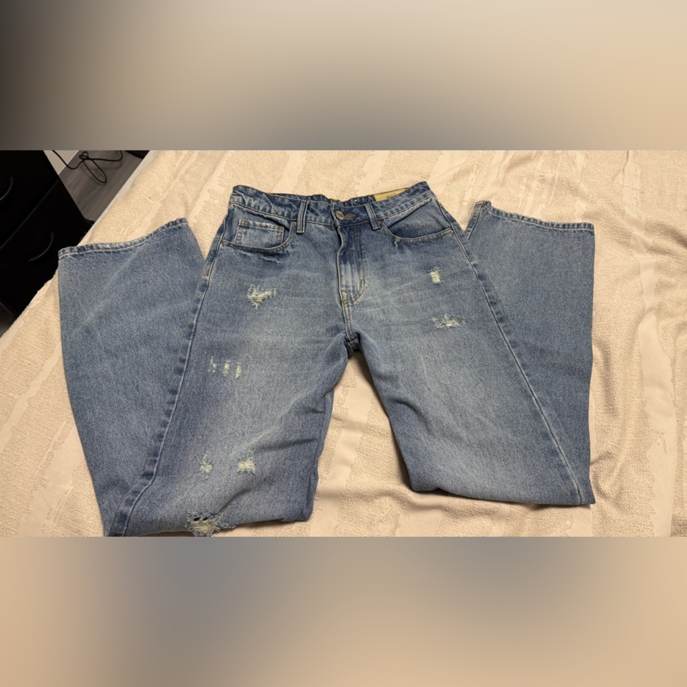Vintage Tennis Blue Denim Jeans with Brown Leather Patch - Picture 2 of 7